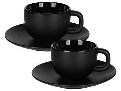 TOTEM MINI Set od dve keramičke šolje za espresso sa tacnama, 2 x 85 ml