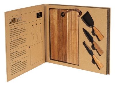 ANTIPASTI Set drvena daska i pribor za sir sa drvenom drškom, 4/1