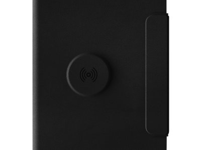 GLOBAL 2IN1 Portfolio sa notesom A5, pomoćnom baterijom 5.000 mAh, bežičnim punjačem za dva uređaja i magnetom u poklon kutiji
